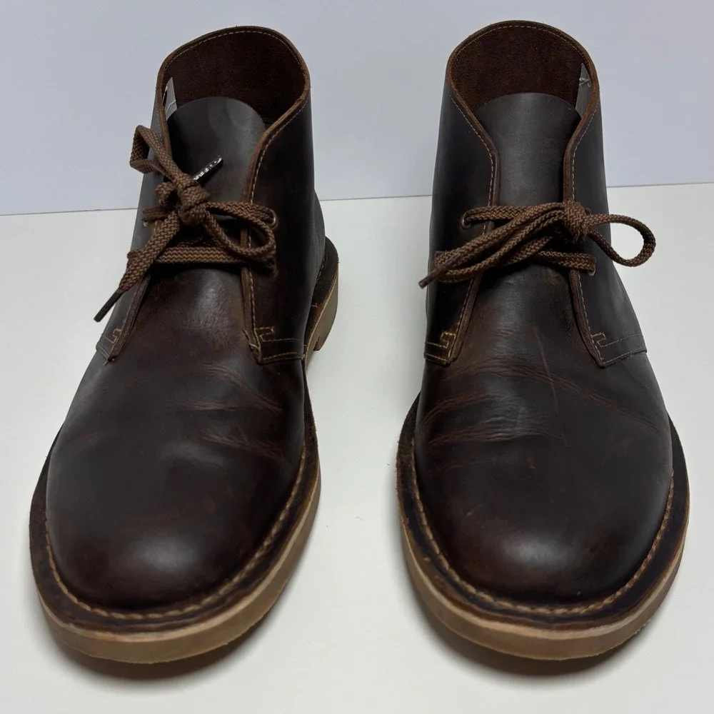 Clarks Bushacre 2 Chukka Desert Boots‎ Mens Sz 11 Brown Beeswax Leather